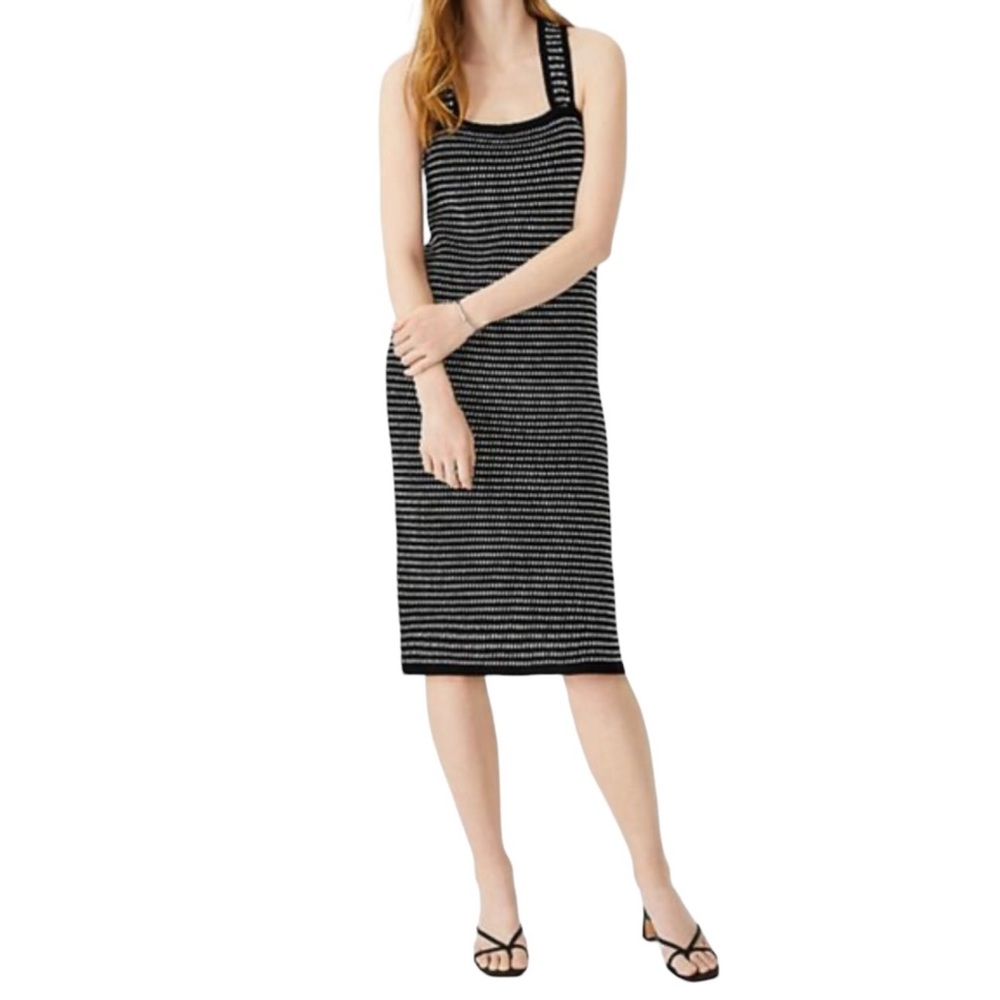Ann Taylor Crochet Dress Womens Small Sleeveless  Black and White Corporate Twee